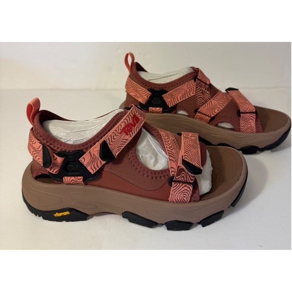 Teva Grandview Max Sandals Women 8 MahoganyCoral Hiking Trail Vibram 1166230 NEW - Picture 3 of 7